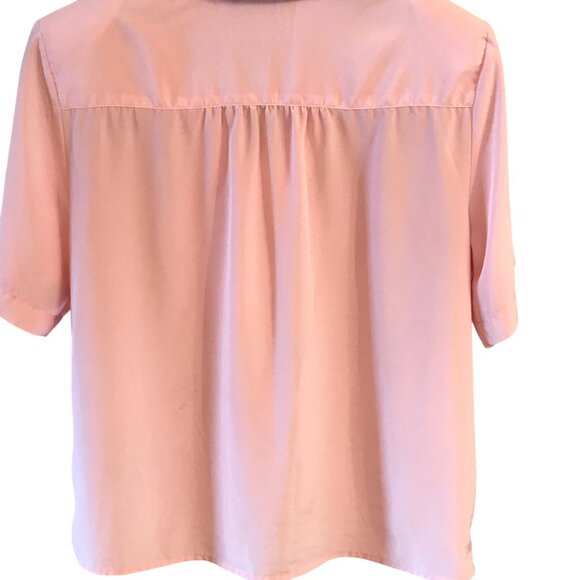 Alyssa Carr 70s Tunic Top: Vintage Pink Short Sleeve Blouse, Size 12 - Picture 2 of 6